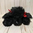 Fao Schwarz Poodle Dog Plush Black Red Bows Realistic Laying Down 10 Inch