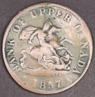 1857 Bank Of Upper Canada Halfpenny Half Penny 1 2 Coin Token