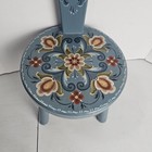 Vintage 90s Rosemaling Hand Painted Pouting Chair Patty Tofsland Norwegian Folk