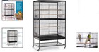 Spacious Black Metal Bird Cage With Stand - Perfect For Parakeets   Finches