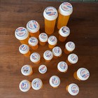 Lot Of 22 Empty Amber  Medicine Pill Bottles Crafts Hardware Storage Assorted