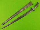 Antique 19 Century Indonesian Damascus Silver Short Sword Knife Dagger Scabbard