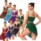 Womens Dancewear Hollow Out Outfits Crop Tops Dress Ballroom Lyrical Costume
