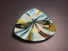 Metallic Quadrifoglio Abstract Art Glass Triangular Trinket Candy Dish Bowl 7 5 
