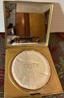 Coty Square Gold Powder Compact Mirror Puff Textured Vintage Woven 3 25    Rare