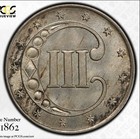 1853 Three Cent Silver     Pcgs Ms65 Toned     