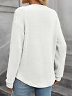 Women s Long Sleeve Waffle Knit Top With Front Pocket Detail