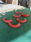Old Door Handle Set Red Bakelite plastic Vntg 1950  Set Of 6