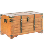 Brown Rustic Large Wooden Storage Trunk With Lockable Latch