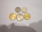 Lot Of 5 Canadian Coins Quarters  Silver Half Dollar  And 2 Loonies Circuated