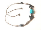 Vintage Native American Silver Toned Turquoise  Necklace 9 
