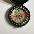 Vintage Taylor Pocket Compass Black Case Asheville Nc Usa Camping Hiking