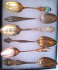 Mixed Lot Of 6 Antique Vintage Sterling Silver Souvenir Spoons  4 8 Oz  Nr