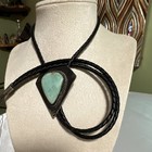 Vintage Navajo Sterling Silver Turquoise Bolo Tie Signed Jb Green Seafoam Stone