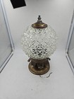 Vtg Cut Glass Ceiling Fixture Light Flush Mount Union Made Mid-century Lamp 
