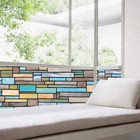 Niviy Privacy Window Film Brick Stained Glass Window Film Waterproof Static Wind