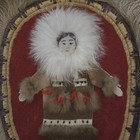 Basket Weave caribou Fur Lined Oval Wall Pc W Eskimo Girl In Fur Parka Art