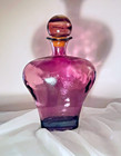 Vintage Large San Miguel Purple Art Glass Decanter Vase   Bubble Stopper 13 5 