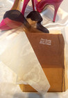 Sz 8 5 X 30 Vtg Alberts Black Foot-fancy Heels Flat Knit Nylon Garter Stockings