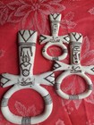 Handmade Egyptian Ancient Ankh 3 Pc Wall Plaques Set Limestone