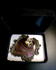 Vintage France siler gilt agate and white topaz pendant 