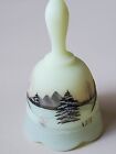 Fenton Custard Glass 1978 Christmas Series Bell  Winter  Church  Signed 