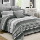 8 Piece King Size Comforter Set  Texture Striped Bed In A Bag Grey Comforter And