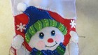 Christmas Stocking Felt Hand Stitched Snowman With Stockings Finished Completed