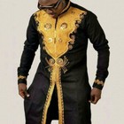 African-style Men s Clothing Stand-up Collar Printed Long-sleeved Shirt