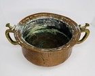Vtg Hammered Copper Pot W brass Double Handles Decorative Birds Heavy Farmhouse