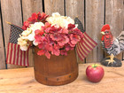 Antique Primitive Vintage Small Wooden Firkin Sugar Bucket -no Lid 6 1 4  High