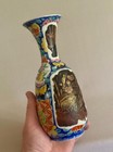 Rare Antique Meiji Japanese Hand Painted Porcelain Vase W lacquer Panels