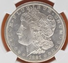1881 S Morgan Silver Dollar Ngc Ms63  1 Coin Unc Blast White Reflective