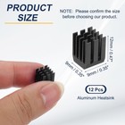 12 Pcs Heatsink 9x9x12mm Aluminum Heat Sink With Thermal Blue Sticker Black