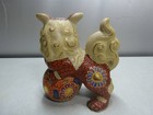 Vintage Japanese Kutani Satsuma Style Foo Dog Shishi Lion Statue 7 5  Moriage