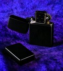 Pure Black Brass Flip Lighter Engraving Gift
