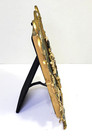Enameled Metal Picture Frame Flowers Scroll Work Rhinestone Fits 5 X 3 5  Photo