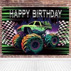 Ldwlyw Truck Birthday Party Backdrop Banner Race Car Flag Theme Photography B   