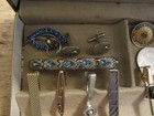 Junk Drawer Lot Old Box Old Opal Ring Old Cufflinks And Tie Clip Lot Jewelry Old