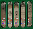 Set Of 5 Pewter Jewish Mezuzah Case With Hoshen 12 Tribes Of Israel Star Of Davi
