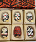 Vintage Chinese Opera Kabuki Masks Hand Painted Set Of 6 Original Box China