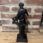 Antique French Bronze Woman With Cat  Rare  heavy  Great Patina 