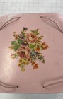 Vintage Princess Granny Pink Floral Wicker Sewing Storage Basket
