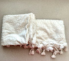 Anthropologie  2 King Size White Pillow Shams  100  Cotton  20  X 36   Tassels 