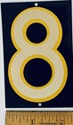 Vintage Nos new  8   Reflective Metal Number W yellow Outline house Numbers