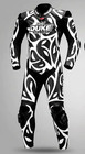 Motorbike Motorcycle Men Black White Camouflage One Piece Racing Leather Suit