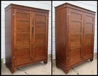 Antique Huge Deep Solid Pine Armoire Dbl Wardrobe Pantry Closet   Key 83x61x25 5