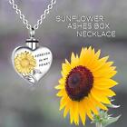 Stainless Steel Heart Sunflower Ashes Keepsake Cremation Memorial Urn Necklace