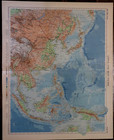 1957 Map   China   West Pacifiv - Southeast Asia  Japan  Borneo  Korea  Malaya