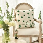  St Patricks Day Lucky Clover Throw Pillow Cover  18  X 18   pack Of 1  White